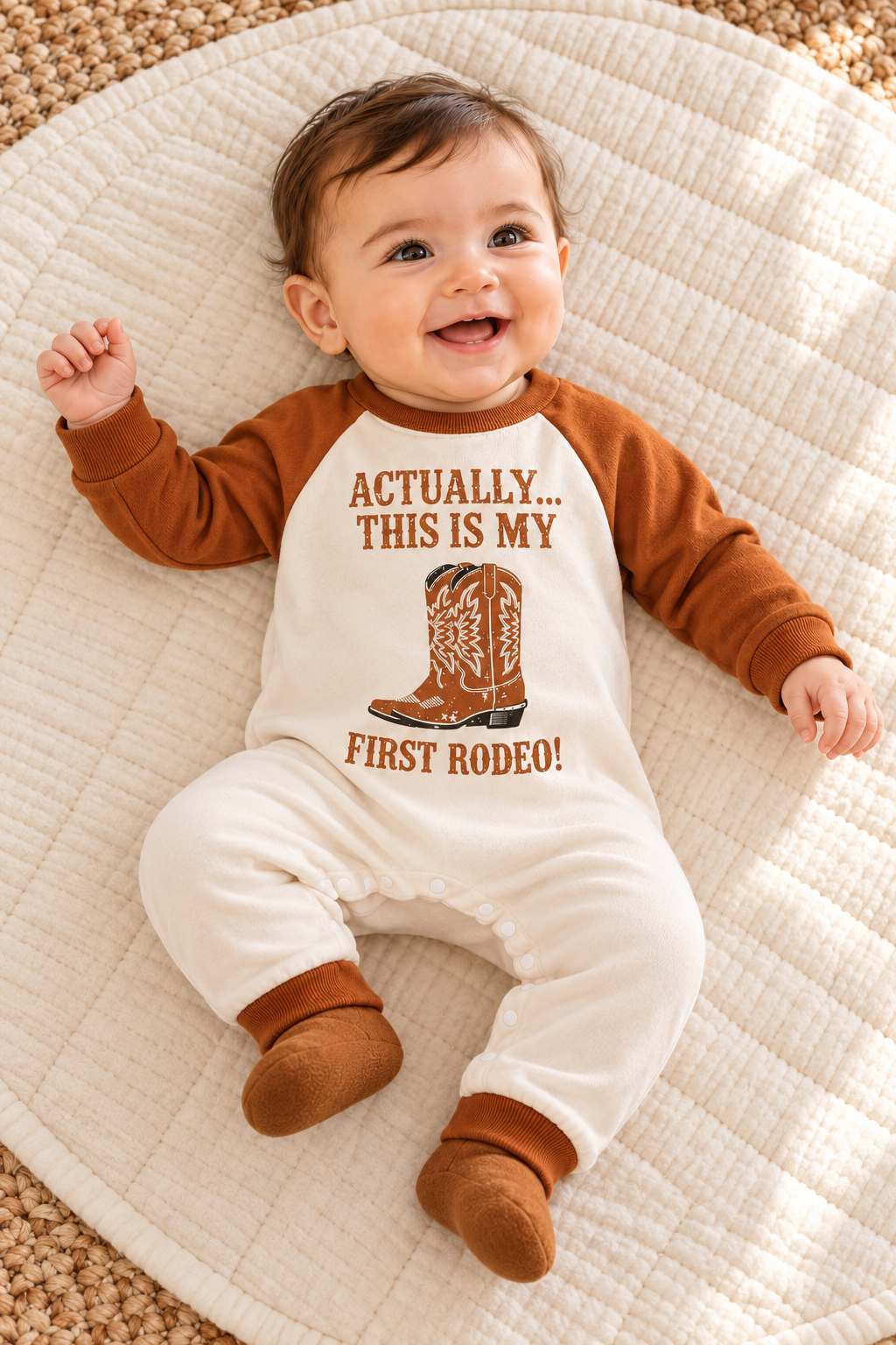 Baby First Rodeo Western One-Piece on baby, second pose