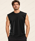 Krizzowholesale sleeveless tee Black on model