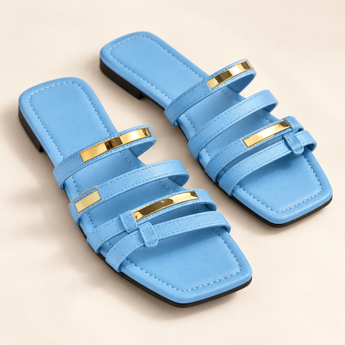 Baby Blue Gold-Striped Sandals · RS-5539 product view