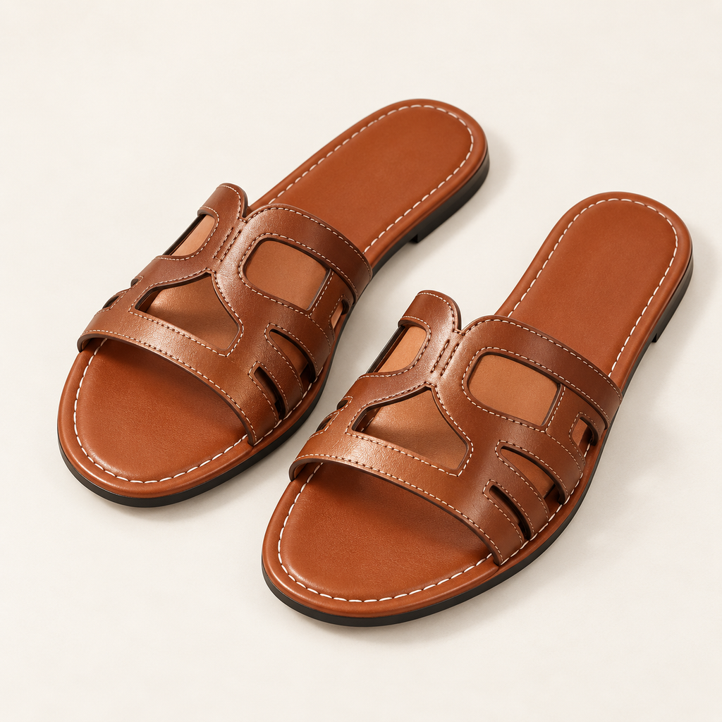 Brown Cutout Flat Slides product view