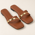 Brown Gold-Accent Flat Sandals · RS-7712 product view