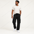Krizzowholesale men's cargo sweatpants in Black worn by model