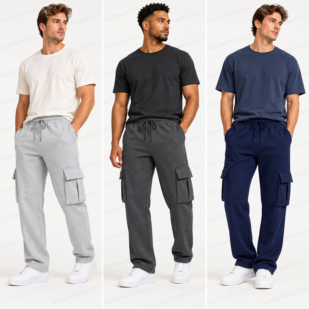 Krizzowholesale Men's Cargo Sweatpants additional color choices on models