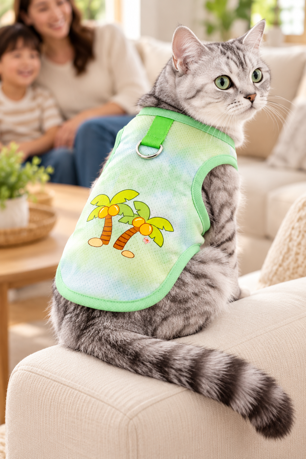 Blue Bear modeled by a cat, view 2