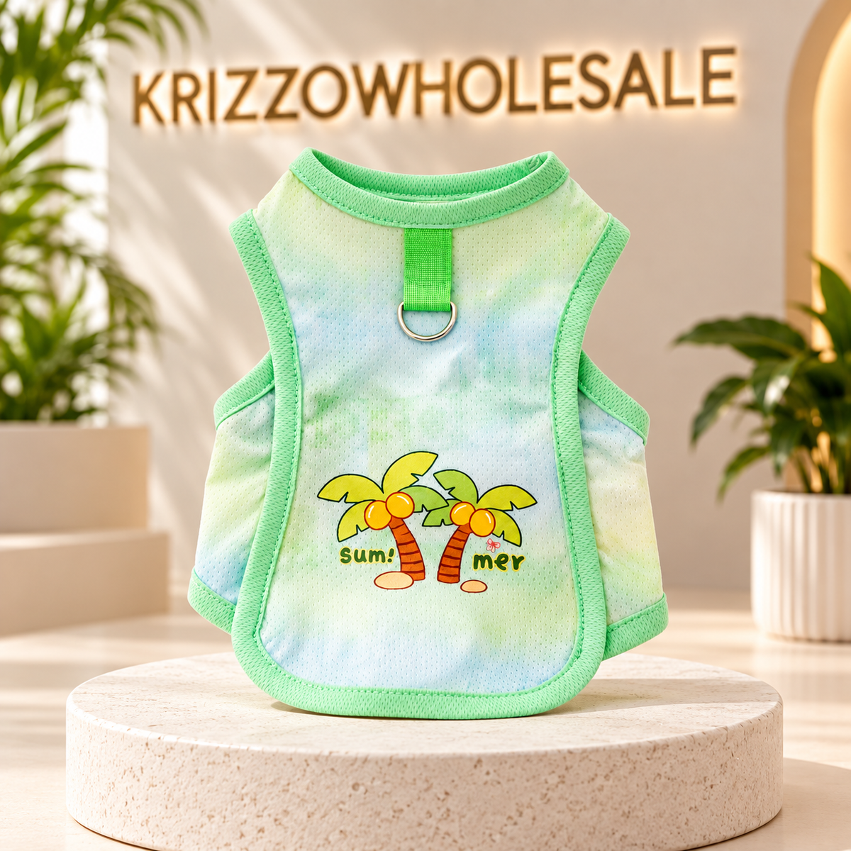 Green Bear apparel displayed alone in Krizzowholesale pet store