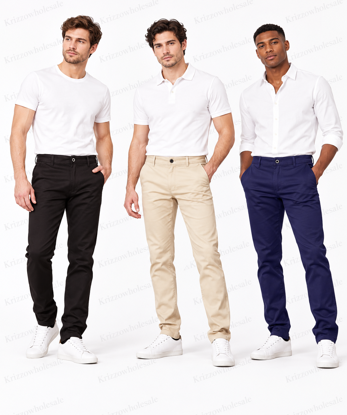 Krizzowholesale Men's Straight-Leg Chino Pants editorial model photograph