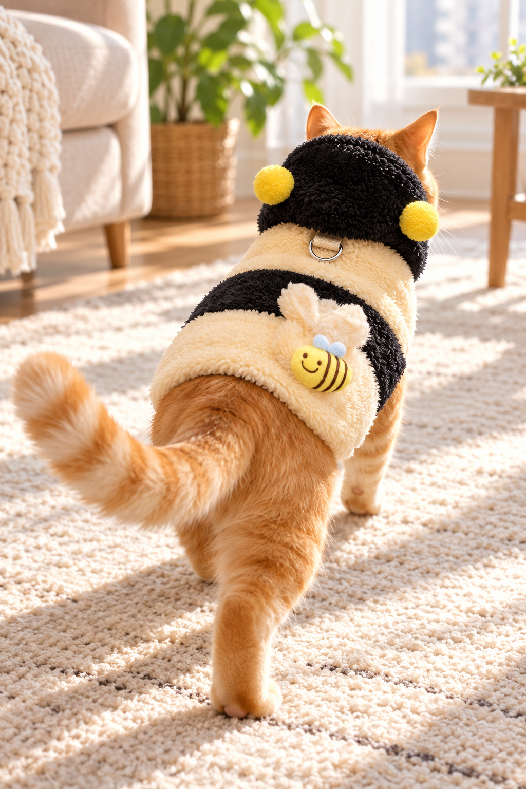 Shoulder Bag Bee modeled by cat, view 2