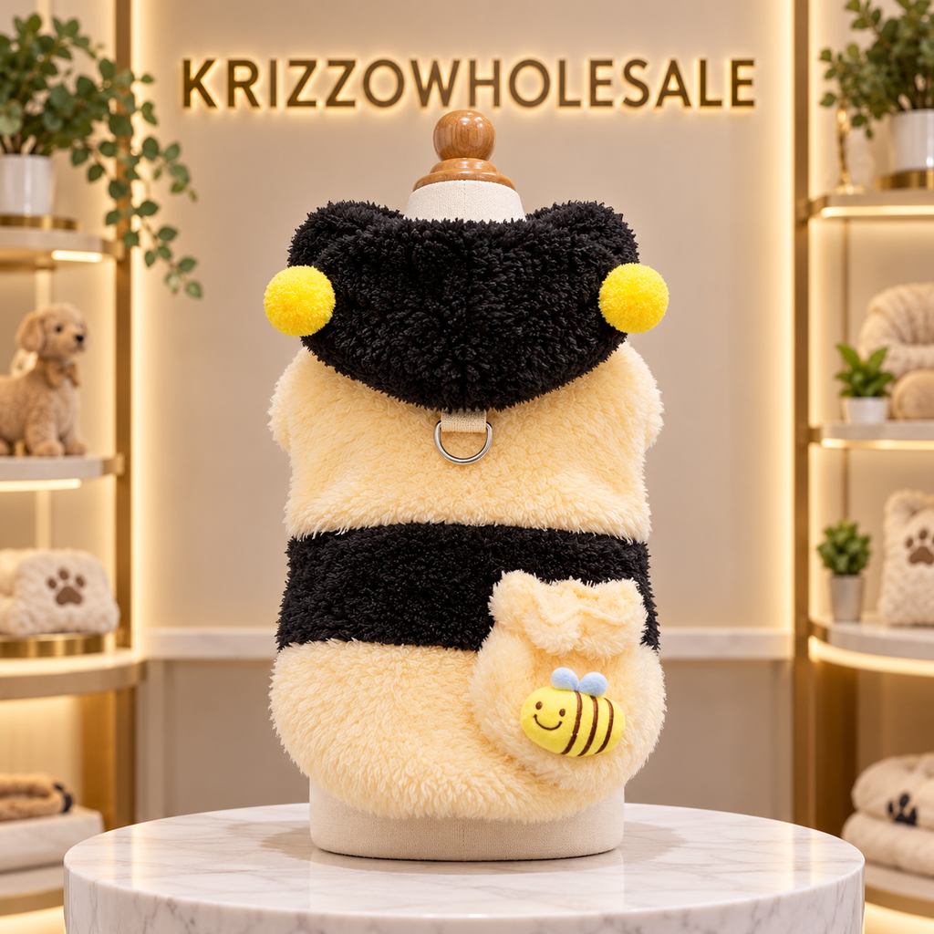 Shoulder Bag Bee hoodie displayed alone in Krizzowholesale pet boutique