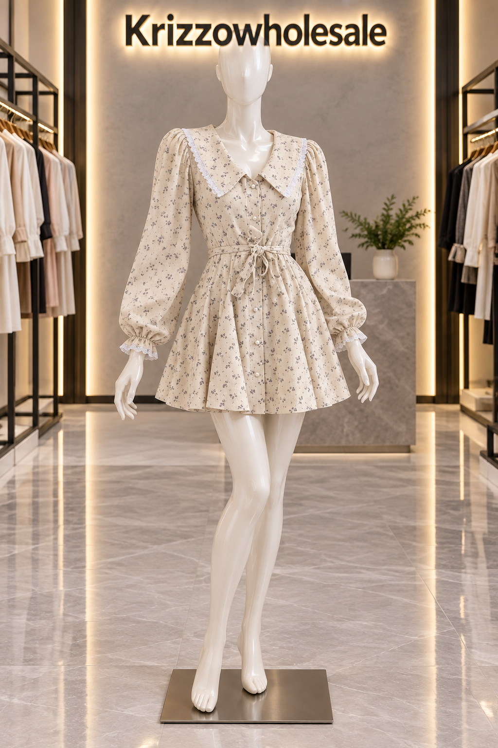 Krizzowholesale cream mannequin dress view