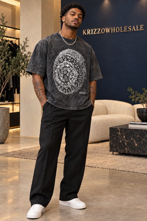 Camiseta oversize con estampado circular para hombre