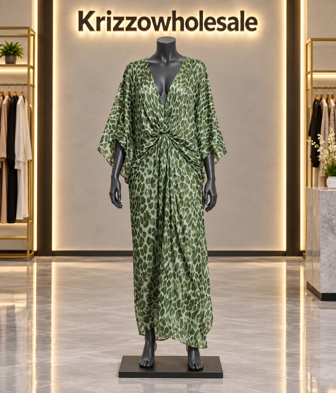 Krizzowholesale leopard green mannequin dress view