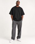 Black oversized T-shirt worn by model