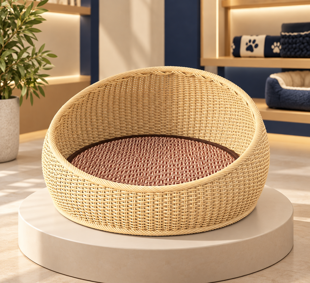 Beige nest with pad, product alone