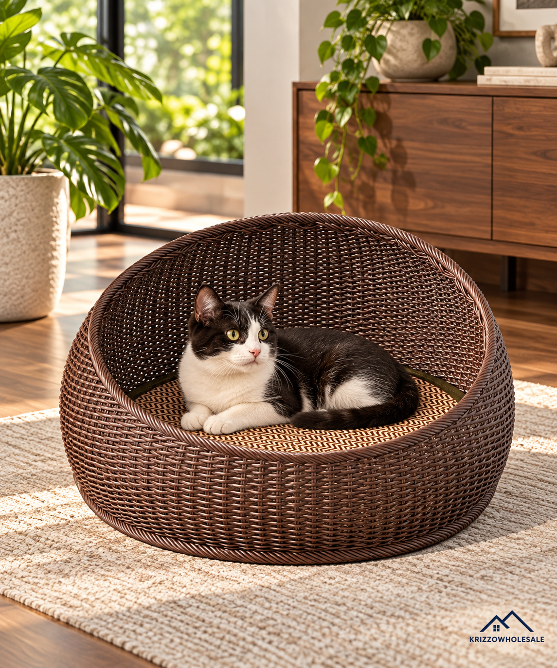 Brown nest with pad, cat lifestyle