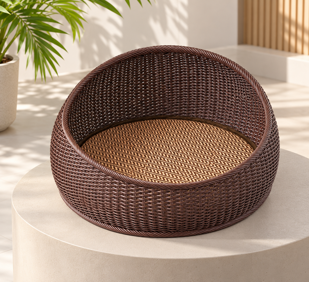 Brown nest with pad, product alone
