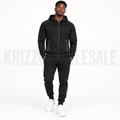 Krizzowholesale zip hoodie and jogger set in Black on model