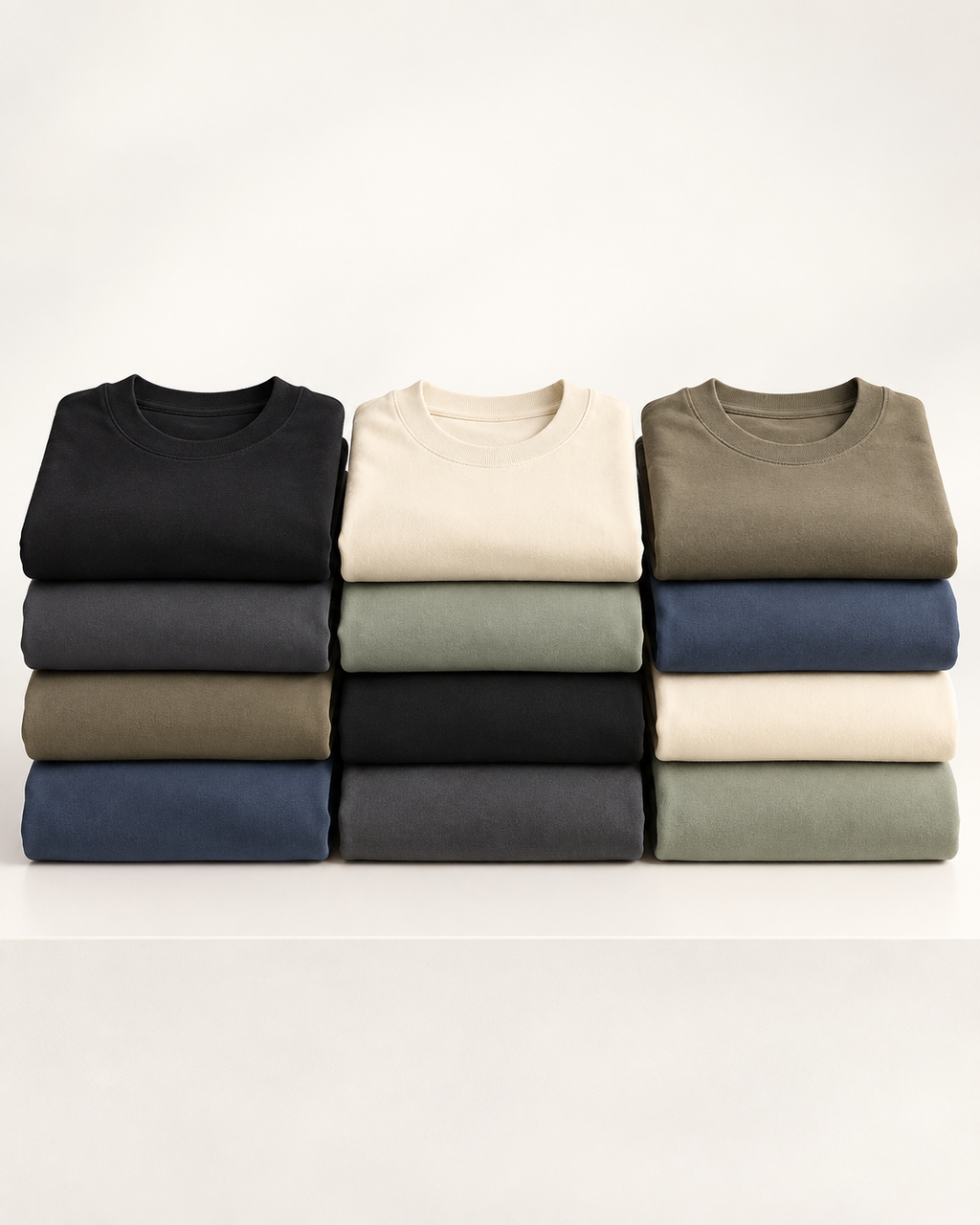 Twelve-piece men's oversized T-shirt pack display