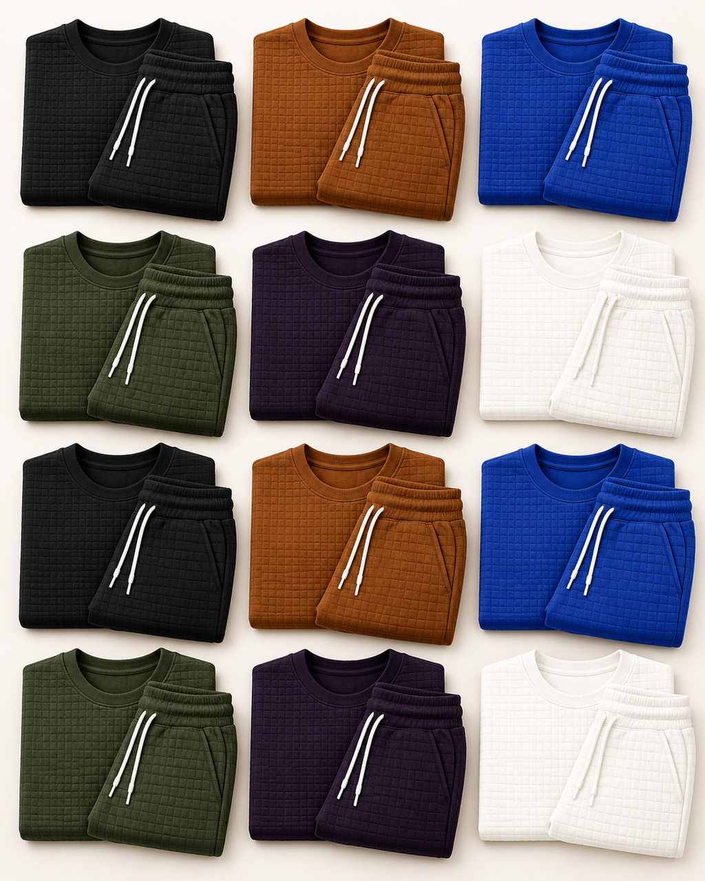 Twelve-piece men's textured matching set pack display